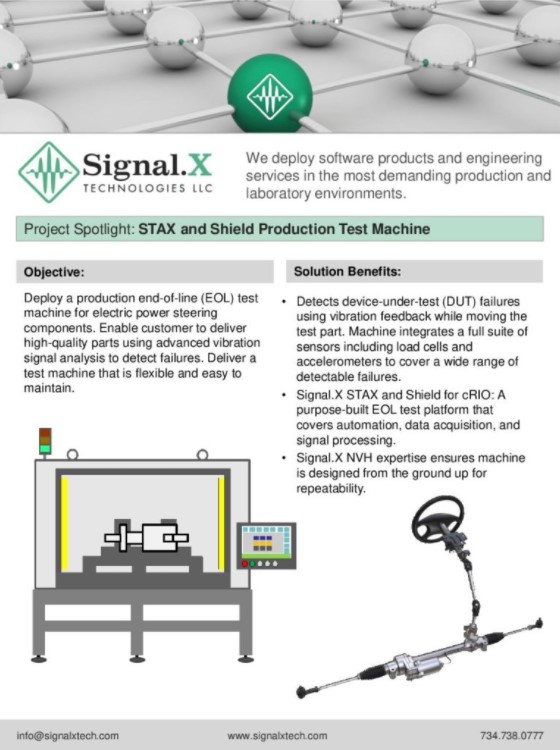 STAX and Shield Production Test Machine Signal.X Technologies, LLC