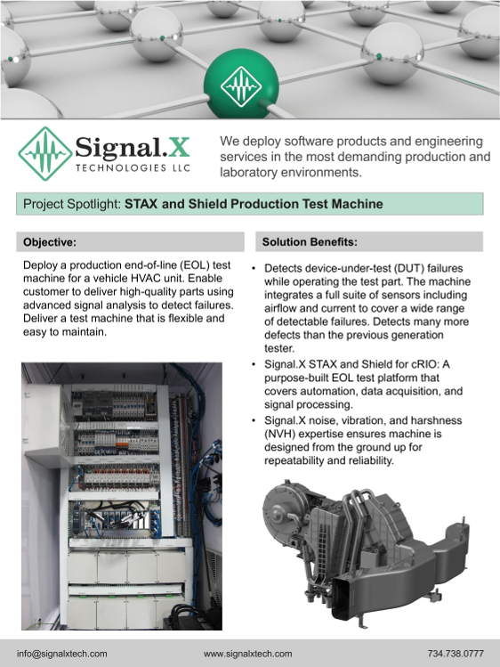 STAX and Shield Production Test Machine HVAC Signal.X Technologies, LLC